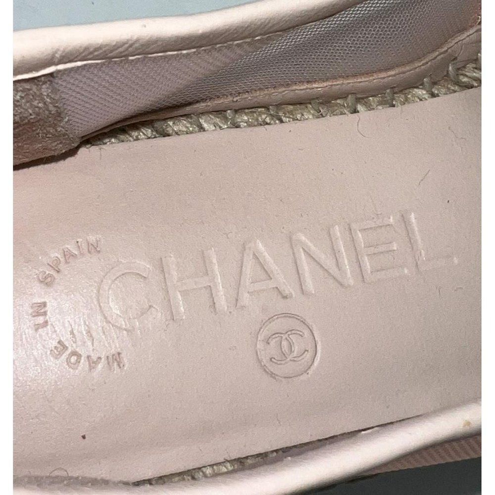 CHANEL Grosgrain Light Pink Mesh CC Logo Pink Cap Toe Flat Espadrilles Size EU37 - Picture 11 of 13